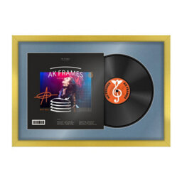 "AK Frames 25X17"" Gold Sleek Vinyl Record Frame With Pompadour Mount For 12 Inch Lp Cover & Disc - Overlapped Design"