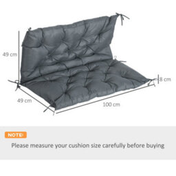 Outsunny 2 Seater Garden Bench Cushion Outdoor Seat Pad With Ties Dark Grey - thumbnail 3