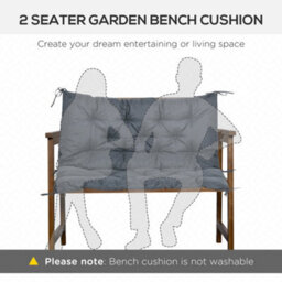 Outsunny 2 Seater Garden Bench Cushion Outdoor Seat Pad With Ties Dark Grey - thumbnail 7