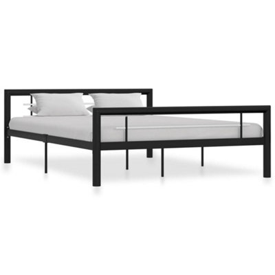Berkfield Bed Frame Black And White Metal 140X200 Cm - image 1