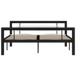 Berkfield Bed Frame Black And White Metal 140X200 Cm - thumbnail 3