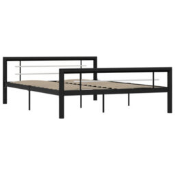 Berkfield Bed Frame Black And White Metal 140X200 Cm - thumbnail 2