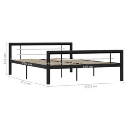 Berkfield Bed Frame Black And White Metal 140X200 Cm - thumbnail 6