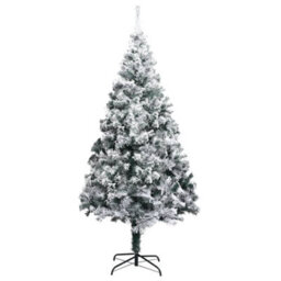 Berkfield Artificial Christmas Tree With Flocked Snow Green 240 Cm Pvc - thumbnail 2