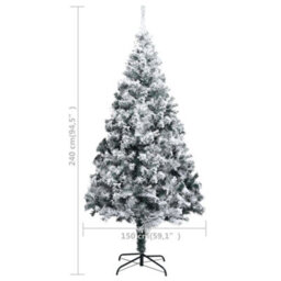 Berkfield Artificial Christmas Tree With Flocked Snow Green 240 Cm Pvc - thumbnail 6