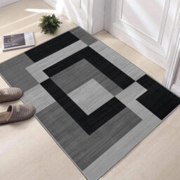 Aspire Homeware Cosy Soft Floor Rug, Non-Slip Small Area Mat, Bedroom Living Room Entryway Carpet Milo Black Grey (L)60 X (W)40Cm