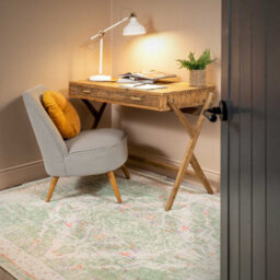 Loomed Distressed Cream Green Persian Style Washable Non Slip Rug 200X290Cm - thumbnail 4