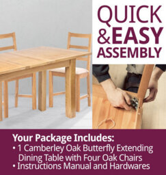 Hallowood Furniture Camberley Oak Butterfly Extending Dining Table With 4 Ladder Back Chairs In Beige Fabric Seats - thumbnail 7