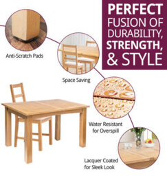 Hallowood Furniture Camberley Oak Butterfly Extending Dining Table With 4 Ladder Back Chairs In Beige Fabric Seats - thumbnail 2