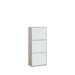FurniComp LTD Furnicomp Ella 3 Drawer Small White Gloss And Oak Shoe Cabinet - thumbnail 3