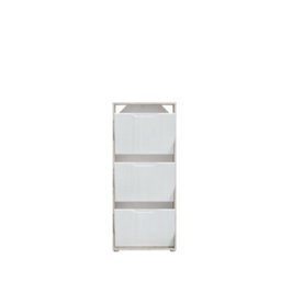 FurniComp LTD Furnicomp Ella 3 Drawer Small White Gloss And Oak Shoe Cabinet - thumbnail 4