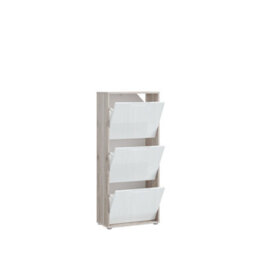 FurniComp LTD Furnicomp Ella 3 Drawer Small White Gloss And Oak Shoe Cabinet - thumbnail 5