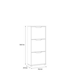 FurniComp LTD Furnicomp Ella 3 Drawer Small White Gloss And Oak Shoe Cabinet - thumbnail 6
