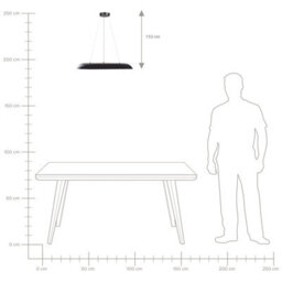 Beliani Black Metal Pendant Lamp With Integrated Led Ring, Adjustable Height, 60Cm Diameter - thumbnail 7
