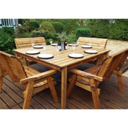 Marlborough Traditional Eight Seater Table Set With 4 X Burgundy Bench Cushion, 1 X Burgundy Parasol & Base & 1 X Cushion Storage Bag - thumbnail 4