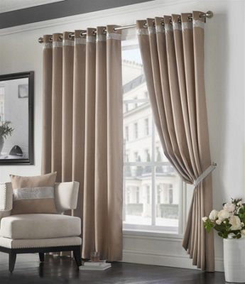 Luxury Living Palace Ring Top Curtains Beige - image 1