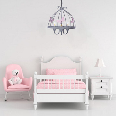 Milagro Kago Pink/grey Pendant Lamp Beautiful Hand Made Ceiling Light With A Butterfly Theme In Modern Grey And Baby Pink - image 1