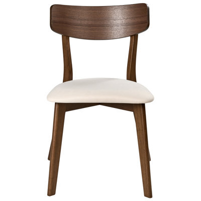 Wyld and Coco Heritage Home Armless Dining Chairs Set Of 2, Dark Brown Rubberwood, Padded Off-White Seats - image 1