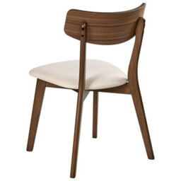 Wyld and Coco Heritage Home Armless Dining Chairs Set Of 2, Dark Brown Rubberwood, Padded Off-White Seats - thumbnail 5