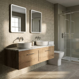 Balterley Stonnall Traditional Wall Hung 1 Drawer Vanity Unit With Laminate Worktop, 1200mm, Autumn Oak - thumbnail 4