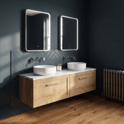 Balterley Stonnall Traditional Wall Hung 1 Drawer Vanity Unit With Laminate Worktop, 1200mm, Autumn Oak - thumbnail 2
