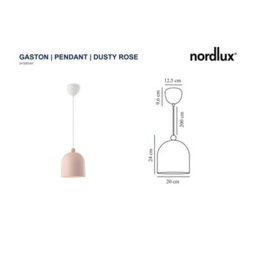 Nordlux Gaston Metal Pendant Light White Inner Pink,mains - thumbnail 4