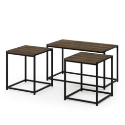 Walplus Camnus Living Room Table Set With Coffee Table And Two End Tables, Columbia Walnut - thumbnail 4