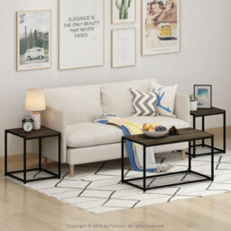 Walplus Camnus Living Room Table Set With Coffee Table And Two End Tables, Columbia Walnut - thumbnail 6