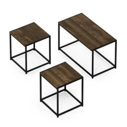 Walplus Camnus Living Room Table Set With Coffee Table And Two End Tables, Columbia Walnut - thumbnail 1