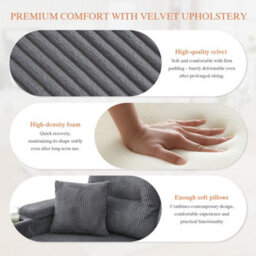 Btm 4 Seater Fabric Sofa Bed, Dual Chaise Lounges With Storage, Cup Holders, Usb Ports  And Pull Out Bed, Dark Grey - thumbnail 8