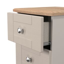 Santander Ready Assembled Matt Beige & Oak 3 Drawer Wide Bedside Chest (H)692mm (W)395mm (D)411mm - thumbnail 4