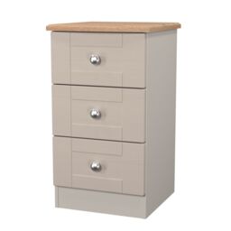 Santander Ready Assembled Matt Beige & Oak 3 Drawer Wide Bedside Chest (H)692mm (W)395mm (D)411mm - thumbnail 2