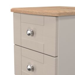 Santander Ready Assembled Matt Beige & Oak 3 Drawer Wide Bedside Chest (H)692mm (W)395mm (D)411mm - thumbnail 3