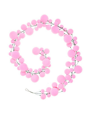 Werchristmas Pink Velvet Christmas Bauble Garland 9 Ft, 84 Shatterproof Baubles - image 1