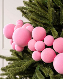 Werchristmas Pink Velvet Christmas Bauble Garland 9 Ft, 84 Shatterproof Baubles - thumbnail 3