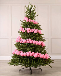 Werchristmas Pink Velvet Christmas Bauble Garland 9 Ft, 84 Shatterproof Baubles - thumbnail 2