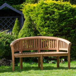 Garden Market Place The Garden Marketplace Solid Teak Banana Garden Bench, Heavy Duty Curved Hardwood Outdoor Seating