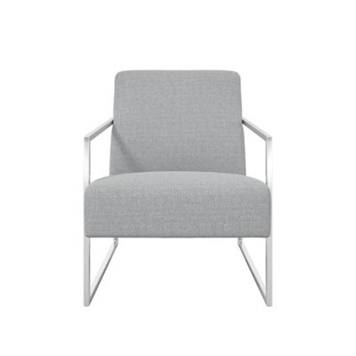 LPD Ritz Armchair Dove Grey Coloured Tweed Fabric With Sleek Silver Metal Frame - image 1