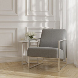 LPD Ritz Armchair Dove Grey Coloured Tweed Fabric With Sleek Silver Metal Frame - thumbnail 6