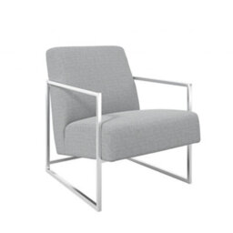 LPD Ritz Armchair Dove Grey Coloured Tweed Fabric With Sleek Silver Metal Frame - thumbnail 2