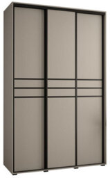 Arte Dakota X Sliding Door Wardrobe In Cashmere & Black - Premium Laminated Board - Pvc-Finished Edges - W160Cm X H235Cm X D60Cm