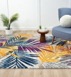 San Marino Modern Living Room Area Rug - Low Pile Leaf Design Muti Coloured 200Cm X 290Cm - thumbnail 3