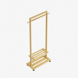 Natural Heavy Duty Bamboo Clothes Rail Rack Garment Hanging Stand Wood Wardrobe + Wheels - thumbnail 4