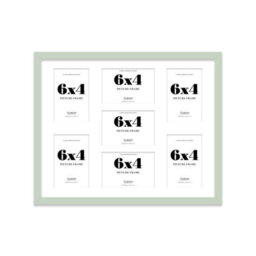 20X16 Inch 7 Opening Photo Collage Frame, Display Seven 6X4 Inch Photos, Multi Aperture Family Picture Frame, Mint Green - thumbnail 2