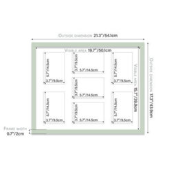 20X16 Inch 7 Opening Photo Collage Frame, Display Seven 6X4 Inch Photos, Multi Aperture Family Picture Frame, Mint Green - thumbnail 4