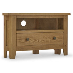 Broadway Oak 90Cm Corner Tv Unit - Fully Assembled By Roseland Furniture - thumbnail 1