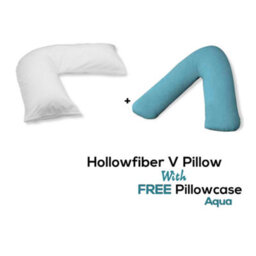 Chilimilii V Pillow With Free V Pillowcase Polycotton Cover Orthopedic Neck & Back Support Hollowfiber Filled Pillow
