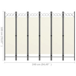 Berkfield 6-Panel Room Divider Cream White 240X180 Cm - thumbnail 6