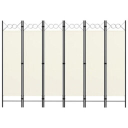 Berkfield 6-Panel Room Divider Cream White 240X180 Cm - thumbnail 1