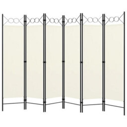 Berkfield 6-Panel Room Divider Cream White 240X180 Cm - thumbnail 2